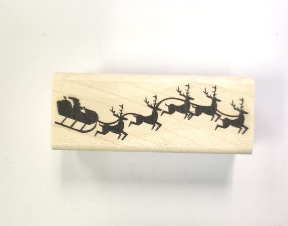 Santa Claus with sled rubber stamp P22