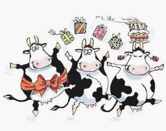 Happy Birthday Cows rubber stamp - Clear