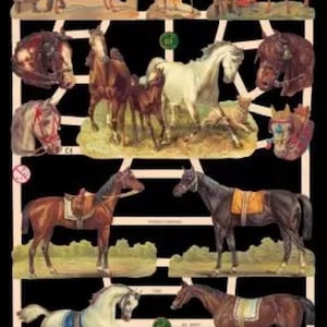 Troqueles de papel de caballos: hermoso papel de relieve troquelado alemán 7322 Caballos
