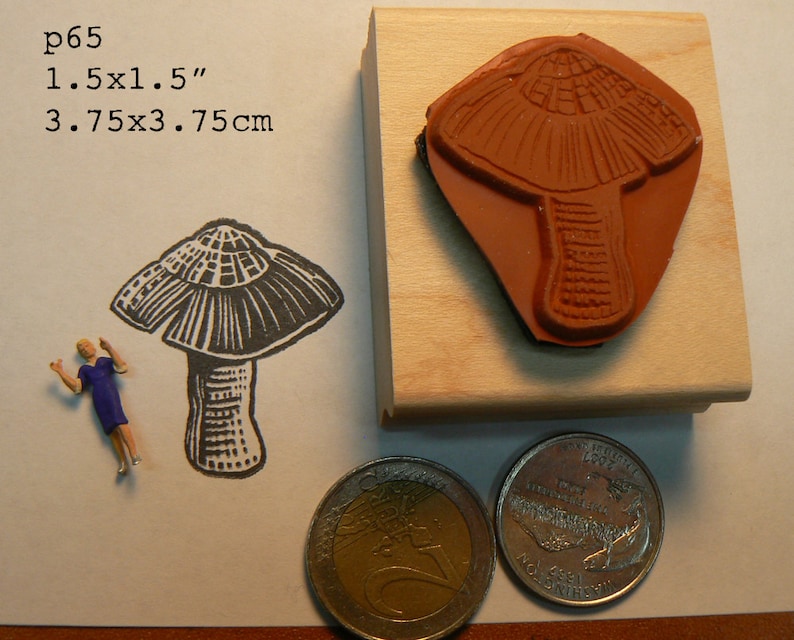 P65 Mushroom Scratch Art Rubber Stamp Etsy