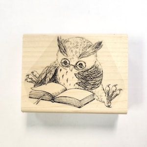 P27 Sello de goma con forma de búho de lectura más grande