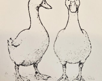 2 Geese rubber stamp