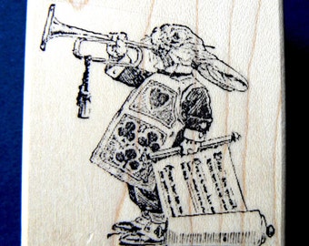 Small Alice in Wonderland the rabbit with scroll rubber stamp WM P13