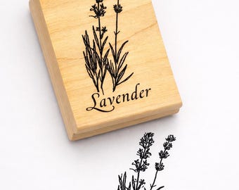 Lavender flowers rubber stamp  P55