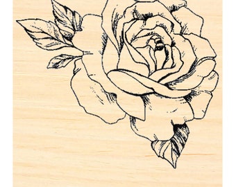 P141 Two Rose rubber stamps- left and right facing