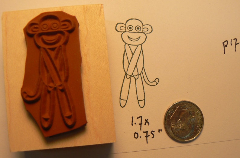 P17 Sock Monkey Rubber Stamp WM image 2