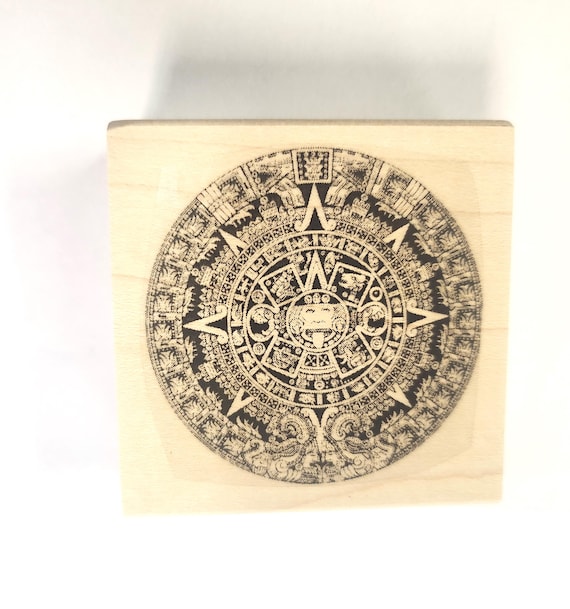 Aztec calender rubber stamp WM P25