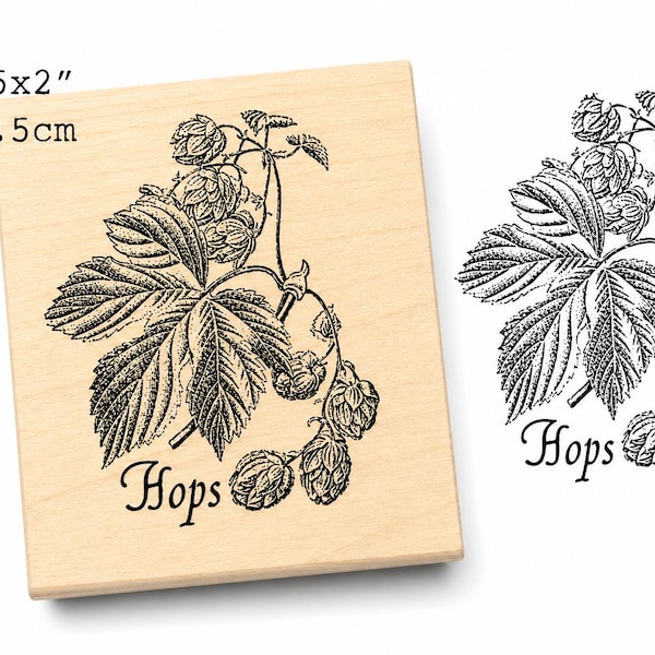 Hops plant rubber stamp  P55