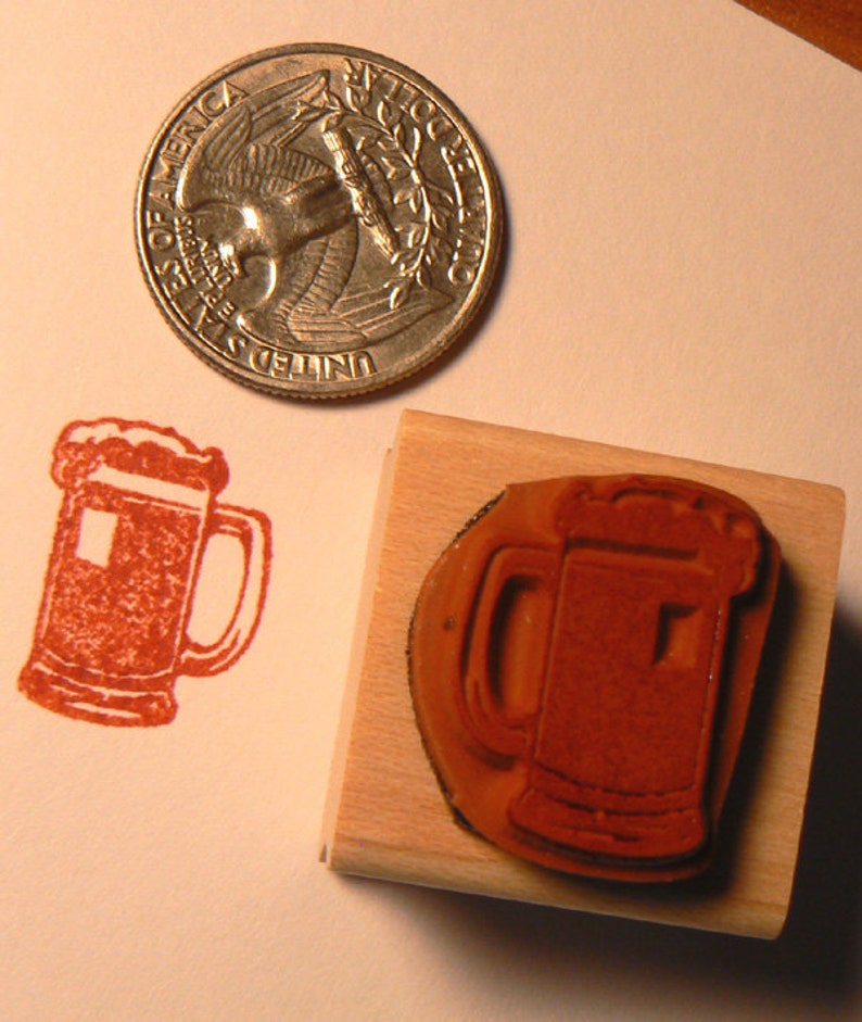 P24 Beer Mug Rubber Stamp Miniature Etsy