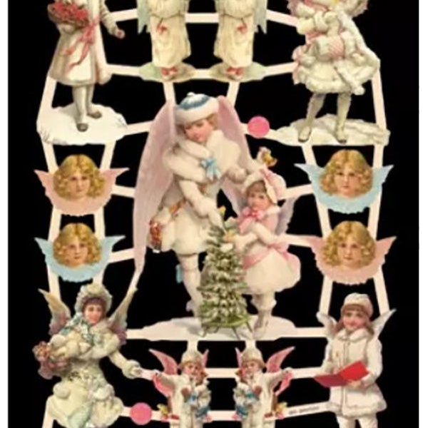 Angels and more Paper Die Cuts-Beautiful  German scrap, die cut relief  paper 7418