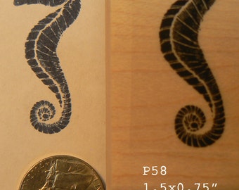 P58 seahorse abstract rubber stamp P58
