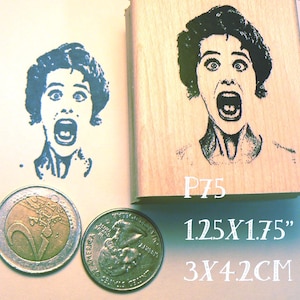 P75 Screaming lady rubber stamp