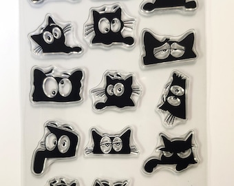 Sello divertido de gatos y gatitos - Transparente