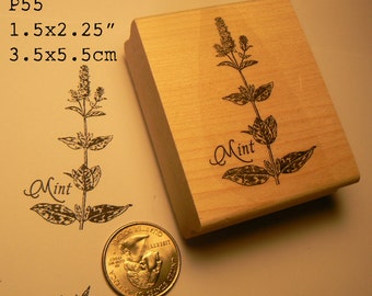 Mint Herb rubber stamp WM P55