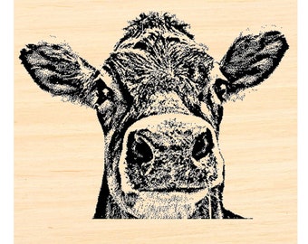 P121 Cow Close Up Rubber Stamp