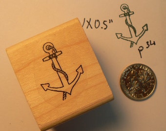 Anchor rubber stamp Wood Mounted P23