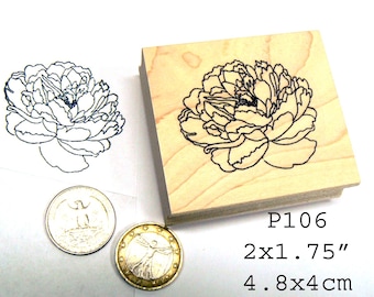 P106 Small peony flower rubber stamp