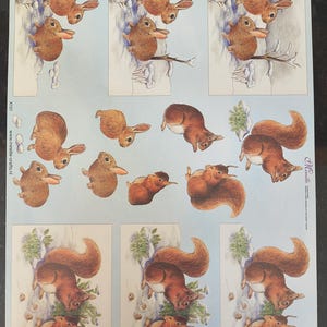 Vintage Eichhörnchen und Hasen Scherenschnitt 3D Kunst - Grußkarte Papier machen