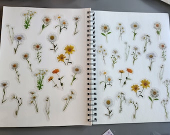 Floral stickers- Wildflowers - 40- Yellow- flowers waterproof