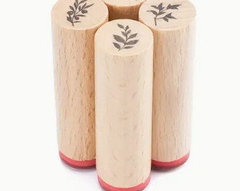 Set of miniature wood dowel stamps- leaves