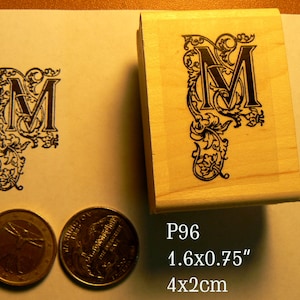 P96 Buchstabe M Monogramm- Kalligraphie Stempel