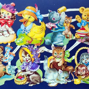 Gatos vintage Paper Die Cuts - Recorte alemão, papel de relevo cortado 7140