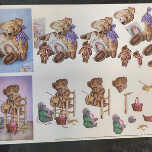 Vintage Teddy Bären Scherenschnitt 3D Kunst-Grußkarte Papier machen