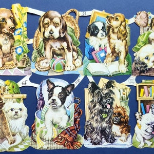 Troqueles de papel con forma de perro vintage: papel alemán troquelado en relieve 7121