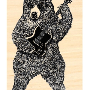 Rubberstempel P137 Beer speelt gitaar