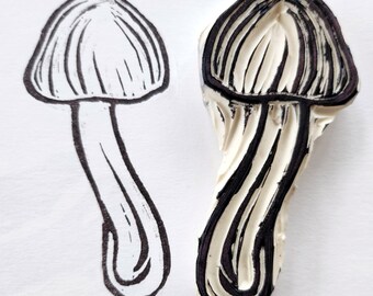 Ugly stamp- Mushroom-   Hand carved stamp