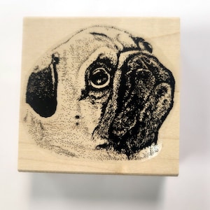 Pug dog rubber stamp  P7