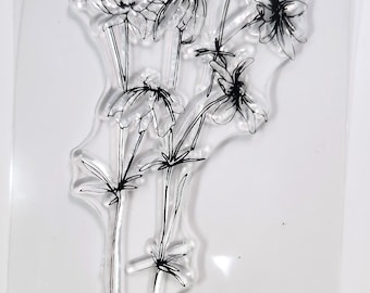 Flores - delicadas flores silvestres - carimbo de borracha transparente 2,75x3,75"