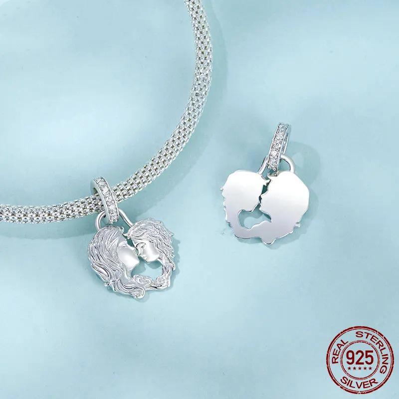 Charm In Argento 925 I LOVE MOM Cuore Con CZ - Perfetto Regalo Festa Della Mamma - Foto 3