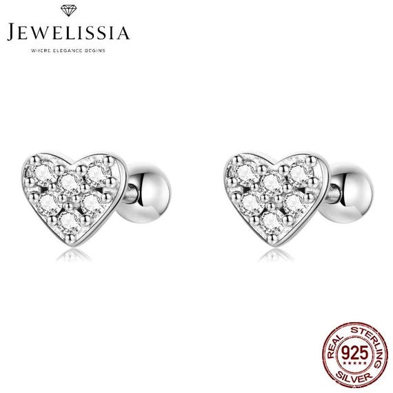 Orecchini Cuore Donna Argento 925 Con Zirconi - Gioielli Eleganti E Ipoallergenici