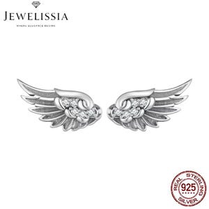 May include: A pair of silver angel wing earrings with clear cubic zirconia stones. The earrings are small and delicate, and they would make a great gift for someone special.