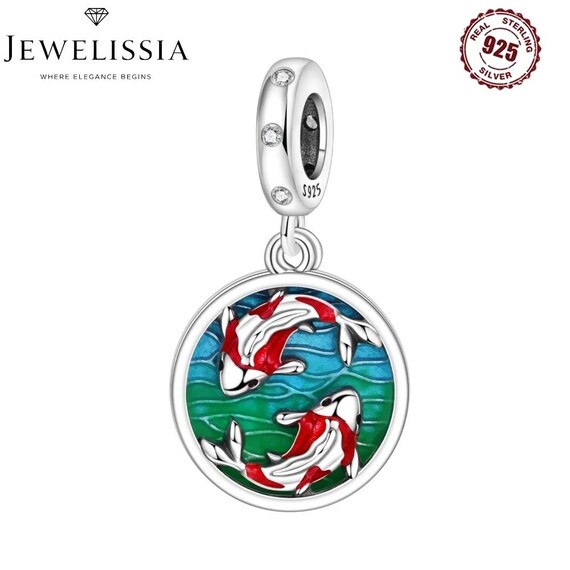 925 Sterling Silver Koi Fish Charm Bead – European Style Pendant For Women