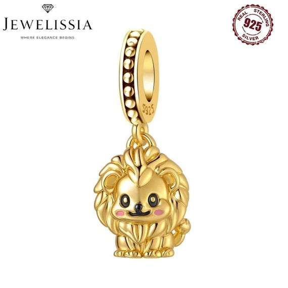 925 Sterling Silver Cute Golden Lion Animal Pendants Charms Fit Pandora  Bracelets Jewelry Party Beads DIY Exquisite Gifts Accessory