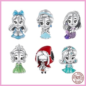 Orignal Princess Charms Pendant Cartoon Girl Bead, Fits Pandora Bracelet, Valentine Gift, 925 Sterling Silver, Gift for Her, Birthday Gift
