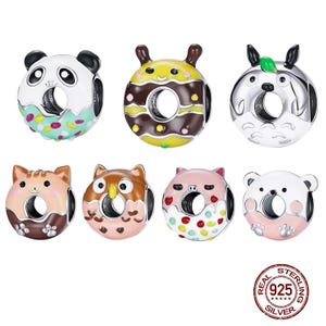 Colgante de cuentas esmaltadas con diseño de abeja, panda, búho y oso, compatible con pulsera Pandora, plata de ley 925, regalo para ella.