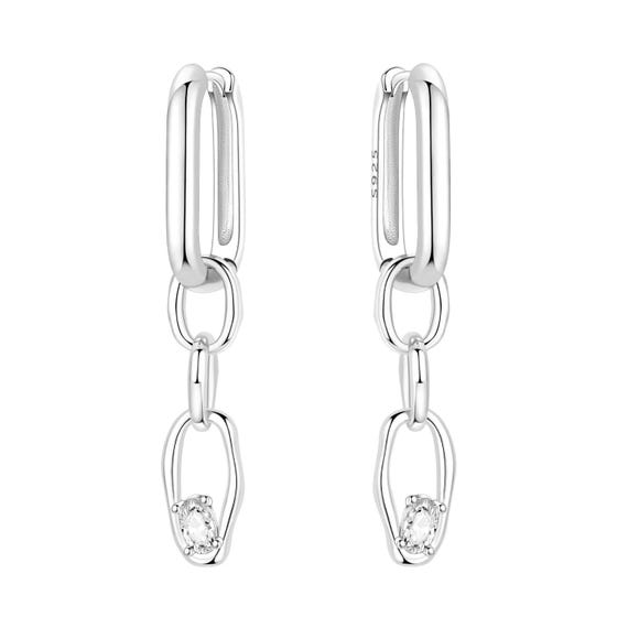 925 Sterling Silver Detachable Chain Earrings Jewelry Hoop
