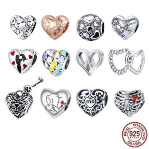 Herz Anhänger Serie Charm Bead, passt Pandora Armband, 925 Sterling Silber, Geschenk für Sie, personalisierte Schmuck Geschenk