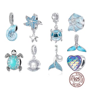 Sea Elves Serie Bead Schildkröte Seestern Anhänger, passt Pandora Armband, 925 Sterling Silber, Geschenk für Sie, personalisierte Schmuck Geschenk