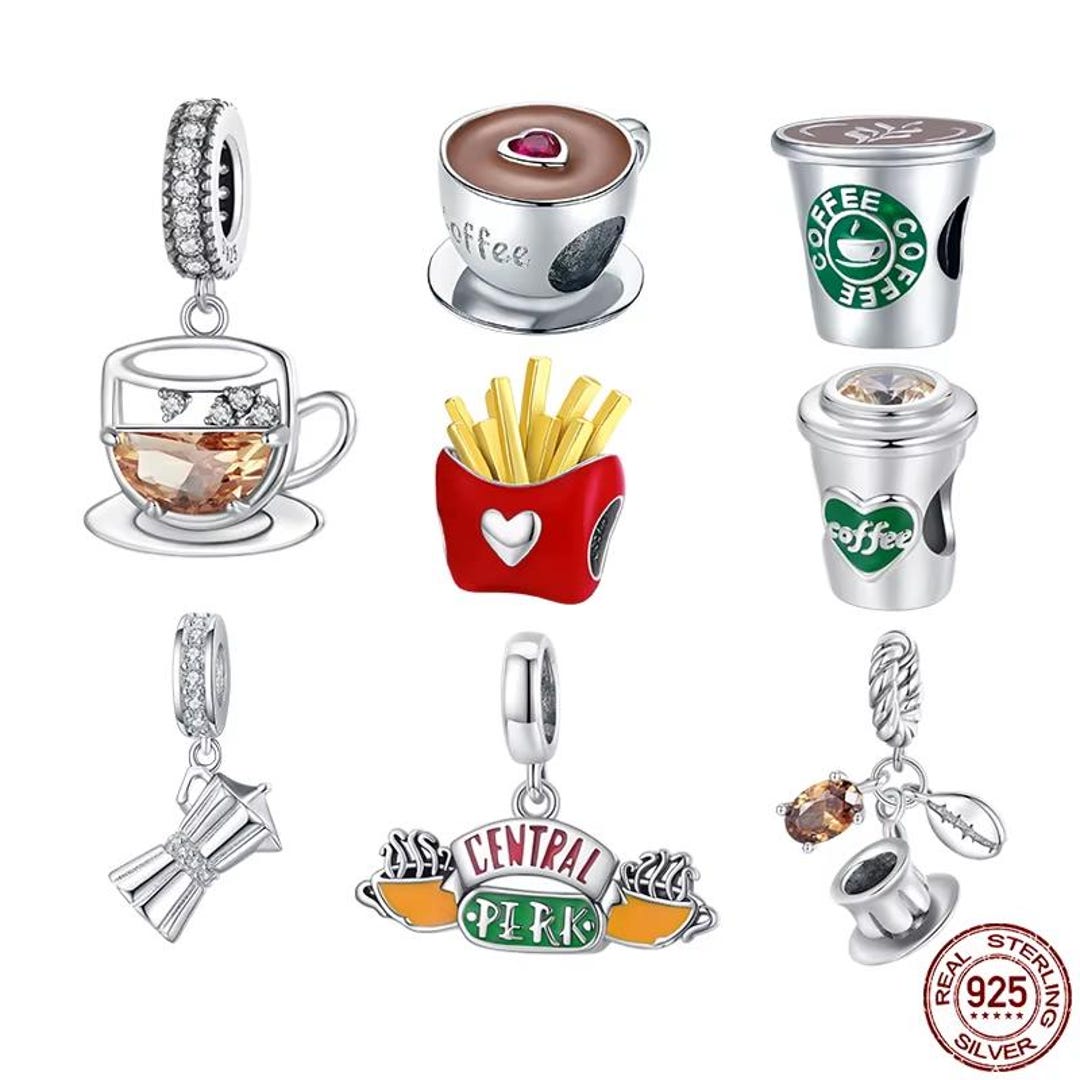 To Go Coffee Cup Charm .925 Sterling Silver 3D Enameled Click On Amore La Vita - Foto 11