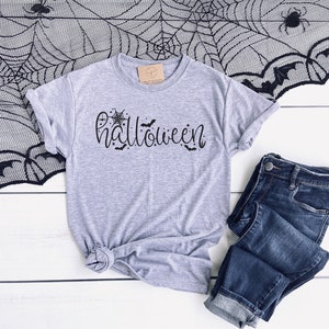 Halloween Shirt, Unisex Halloween Typography Tee, Halloween Shirt, Bat, Spider, Spooky Halloween Tee