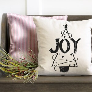JOY Pillow Cover, Christmas Pillow Cover, Christmas Tree Pillow Cover, Holiday Accent Pillow, Christmas Throw Pillow, Joy Pillow