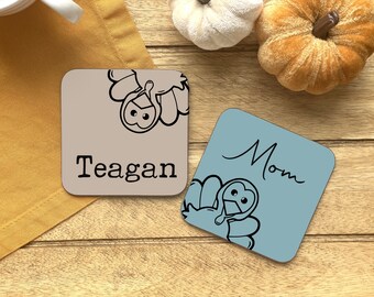 Personalized Thanksgiving Drink Coaster, Custom Holiday Coaster