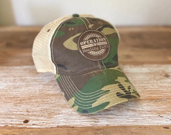 Operation Healing PAWS Hat, Trucker Cap, Baseball Hat, Unstructured Baseball Hat, Military Hat, Patriotic Hat, Veteran Hat, OHP Camo Hat