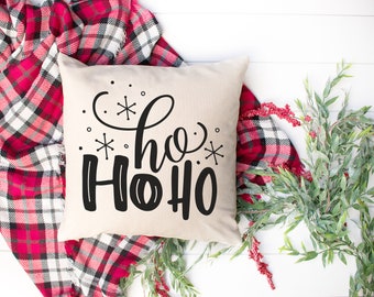 HO HO HO Pillow Cover, Christmas Pillow Cover, Christmas Typography Pillow Cover, Holiday Pillow Cover, Christmas Accent Pillow