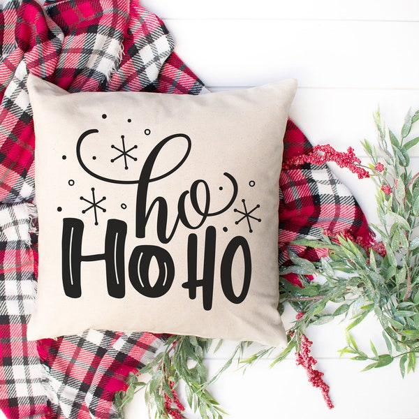 HO HO HO Pillow Cover, Christmas Pillow Cover, Christmas Typography Pillow Cover, Holiday Pillow Cover, Christmas Accent Pillow