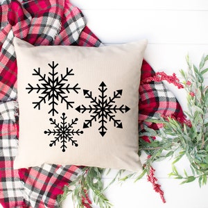 Snowflake Pillow Cover, Christmas Pillow Cover, Winter Pillow, Minimalist Holiday Pillow Cover, Holiday Accent Pillow, Throw Pillow